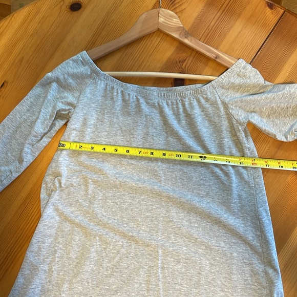 SHEIN Gray Elastic Neckline Long Sleeved Short Flowy Dress - Picture 8 of 9